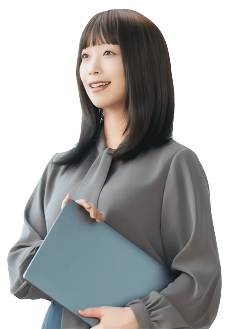 PCを持つ女性