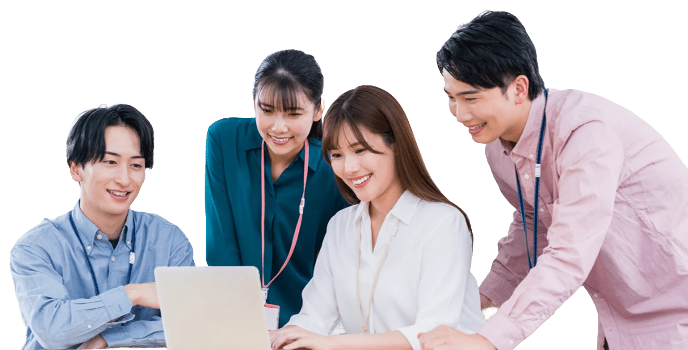 PCの前で話し合う男女