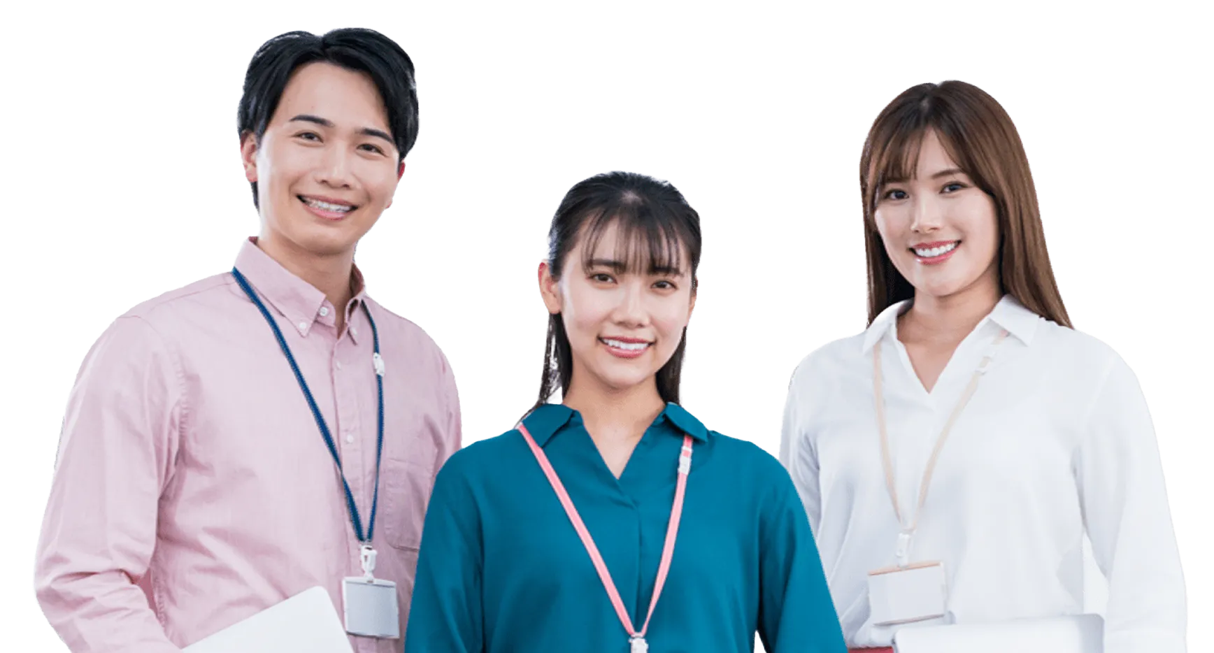 微笑む男女3人